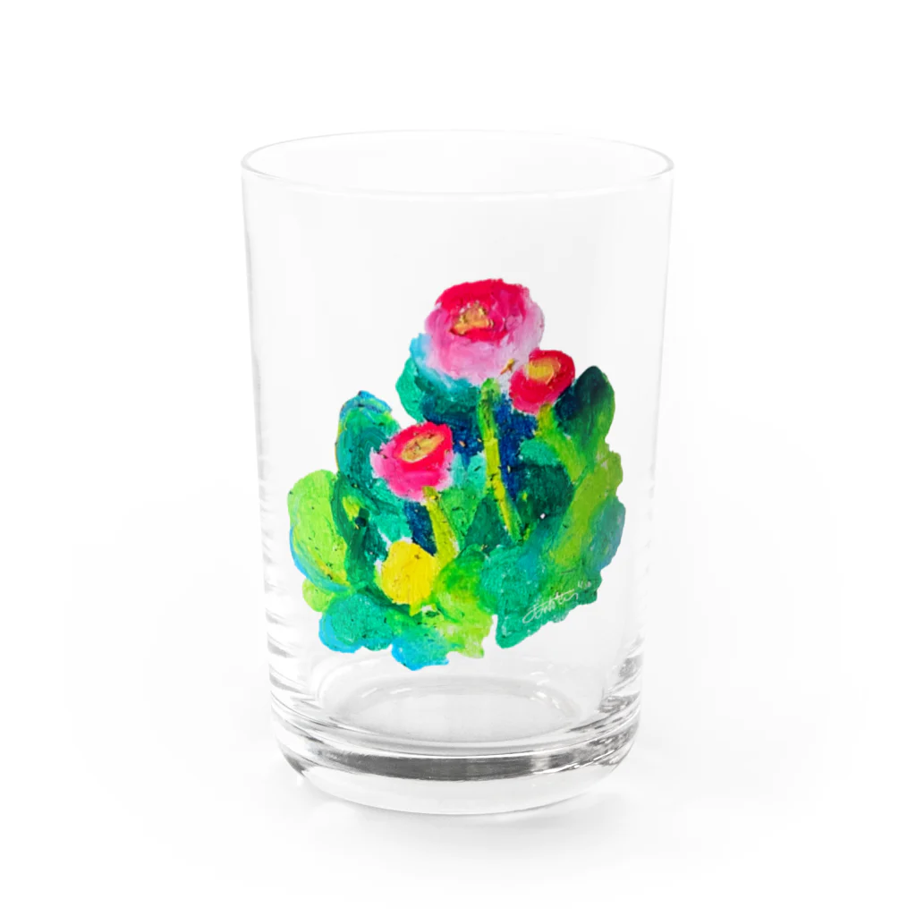 おおばさくらのgoods shopの春の花ドローイング Water Glass :front