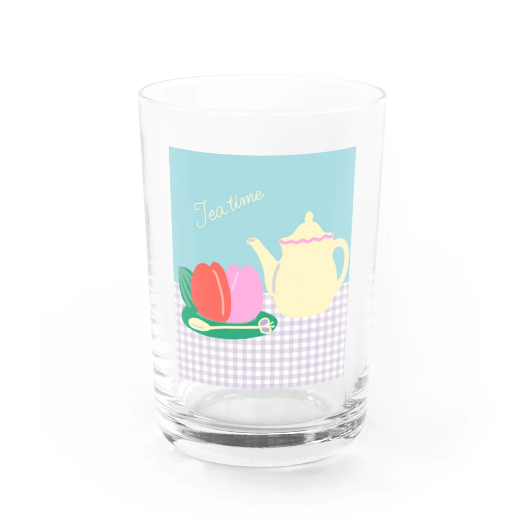 日々花々のチューリップ×ティーカップ Water Glass :front