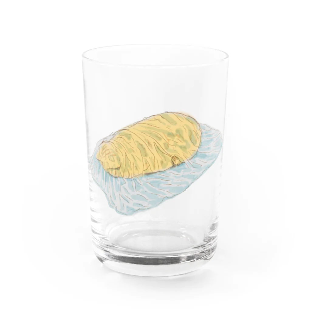 イエネコのビニールの下でごめん寝する茶トラ猫 Water Glass :front