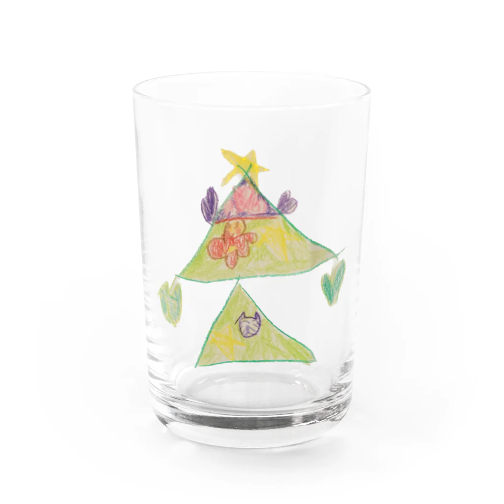 KidsArtの【子どもの絵】クリスマスツリー Water Glass :front