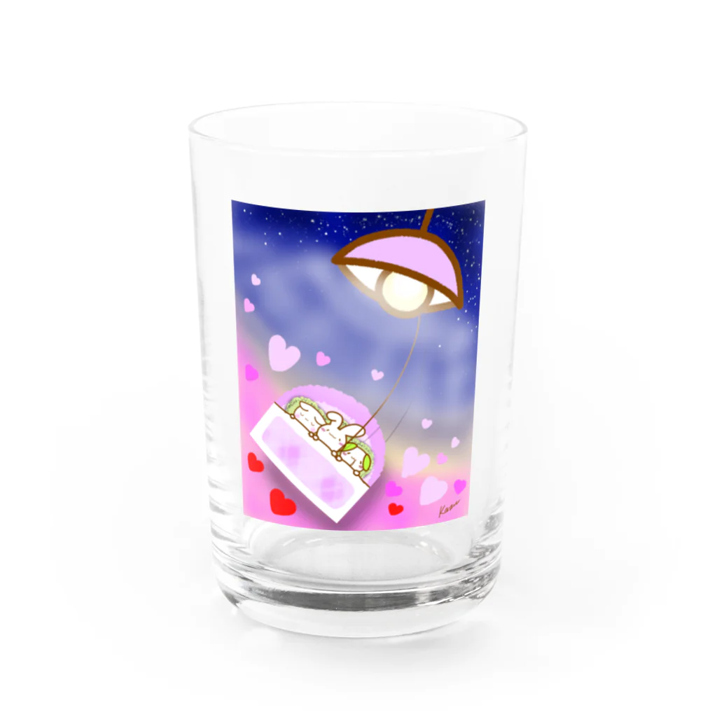 けあうさSHOPの3匹おやすみけあうさ Water Glass :front