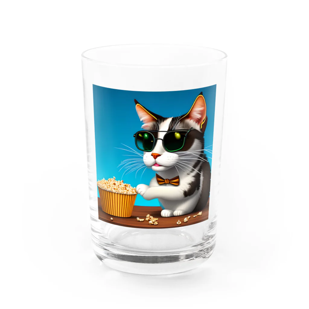 じょんすたいるのPopcorn Cat Water Glass :front