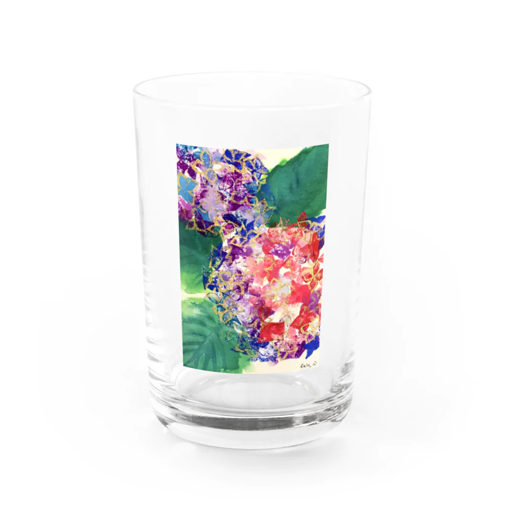 季節の庭園（ななみ紗名のショップ）の紫陽花のグッズ Water Glass :front