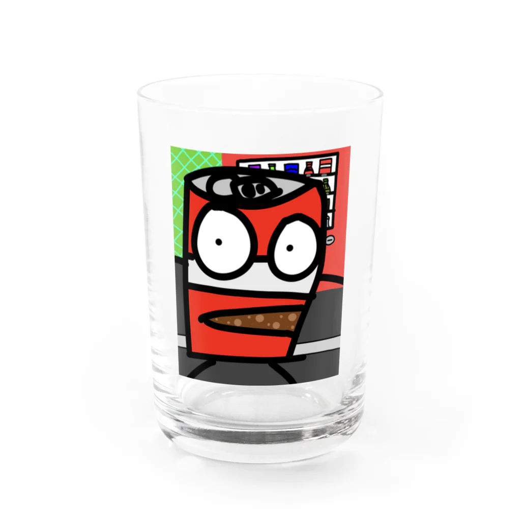 雄大な蒼い空の缶ジュースのコーラくん Water Glass :front