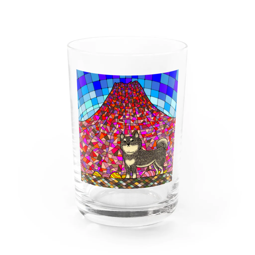 やもり屋商店のステンドグラス風　黒柴 Water Glass :front