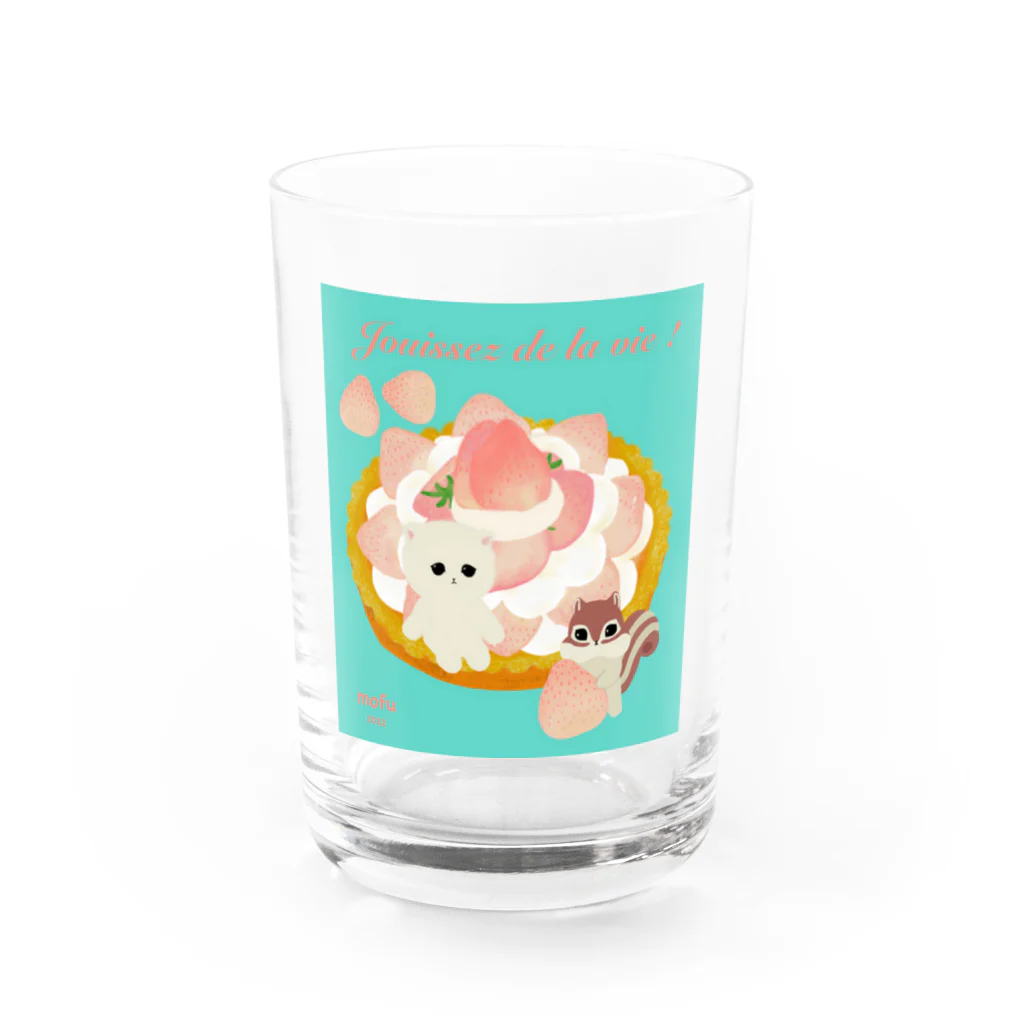 ペルシャ猫のモフの白いちごタルト Water Glass :front