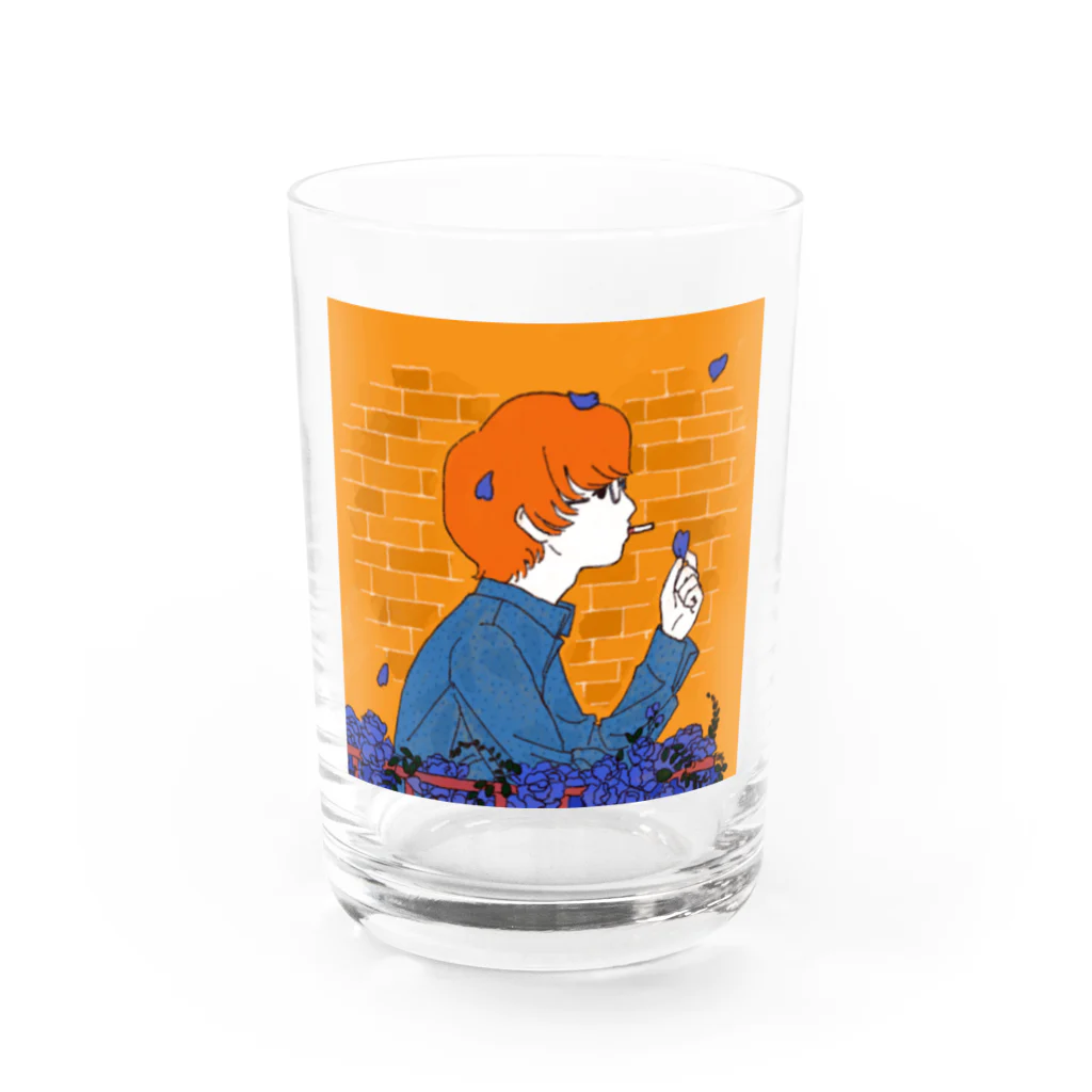 SuzuSuzuSuzuriの『心目当てのオレンジ』オリジナルグラス Water Glass :front