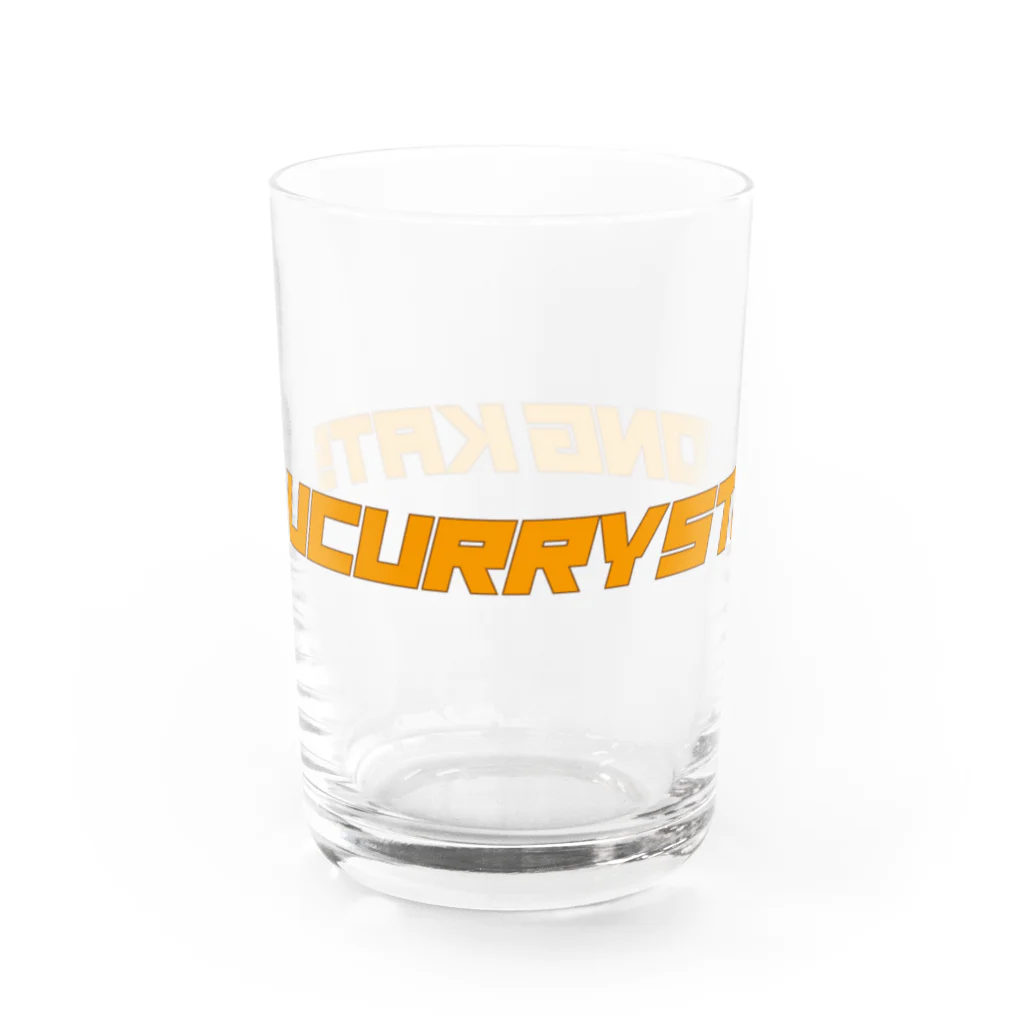 ハロー松田のとんかつTシャツのKASTUCURRYSTRONGKARAI Water Glass :front