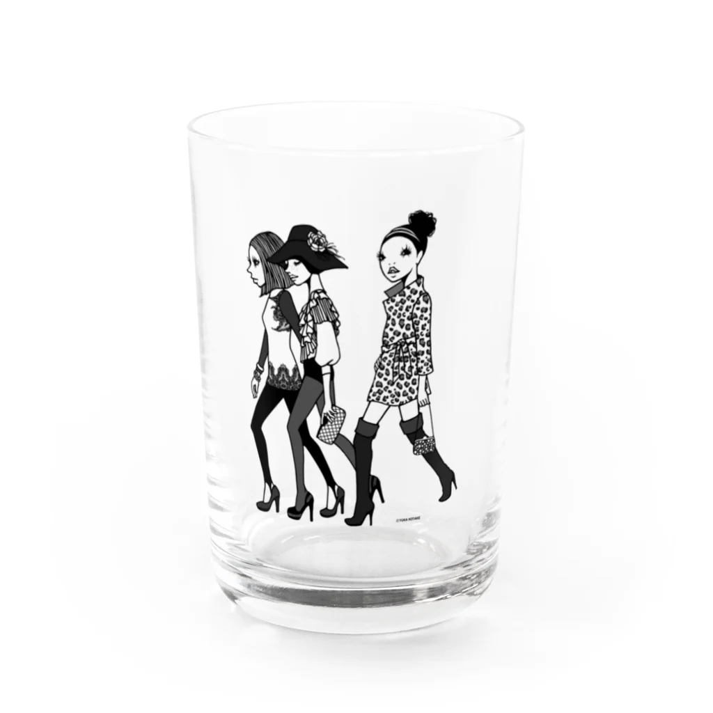 イラストレーターこたけゆか 公式オリジナルグッズのHEY LADIES!  Water Glass :front