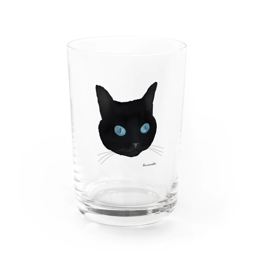 小鳥と映画館の青い瞳の黒猫 Water Glass :front