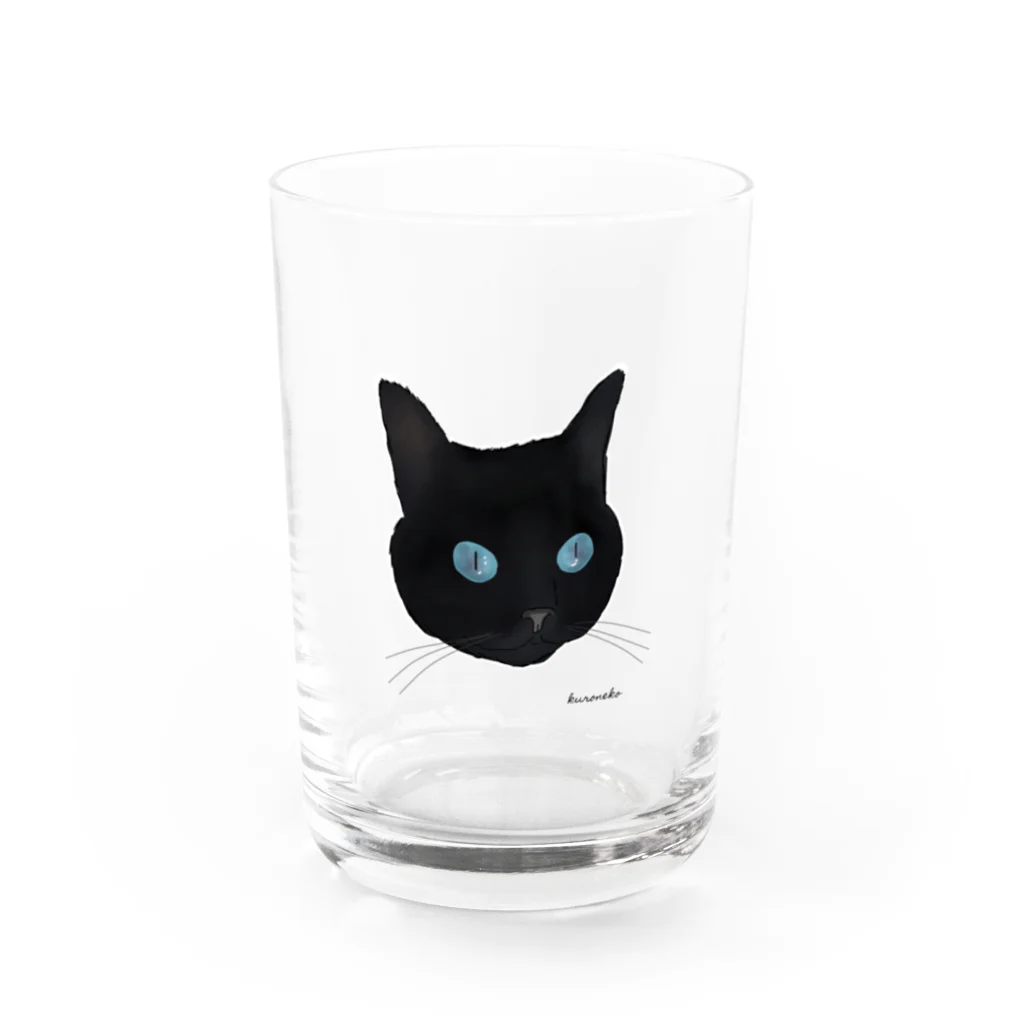 小鳥と映画館の青い瞳の黒猫 Water Glass :front