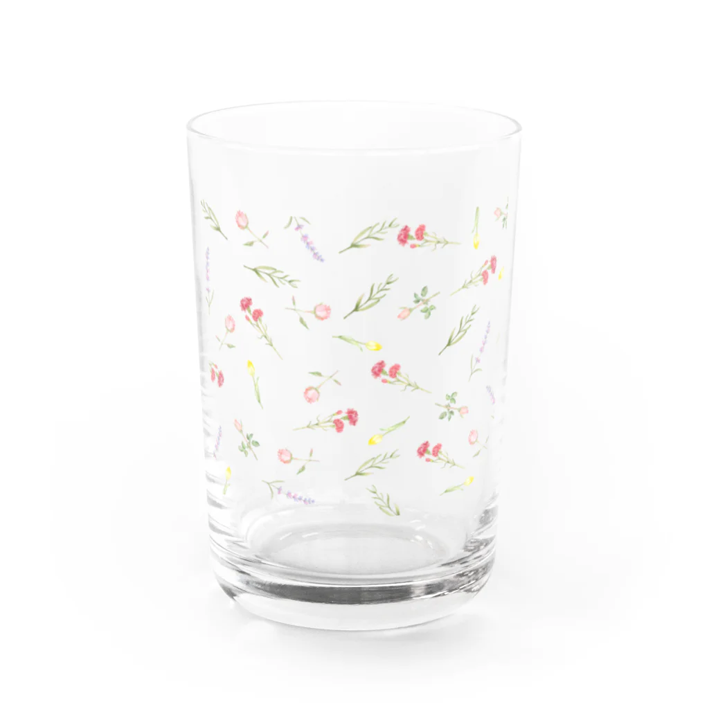 水彩イラストグッズの水彩ボタニカルフラワーデザイン Water Glass :front