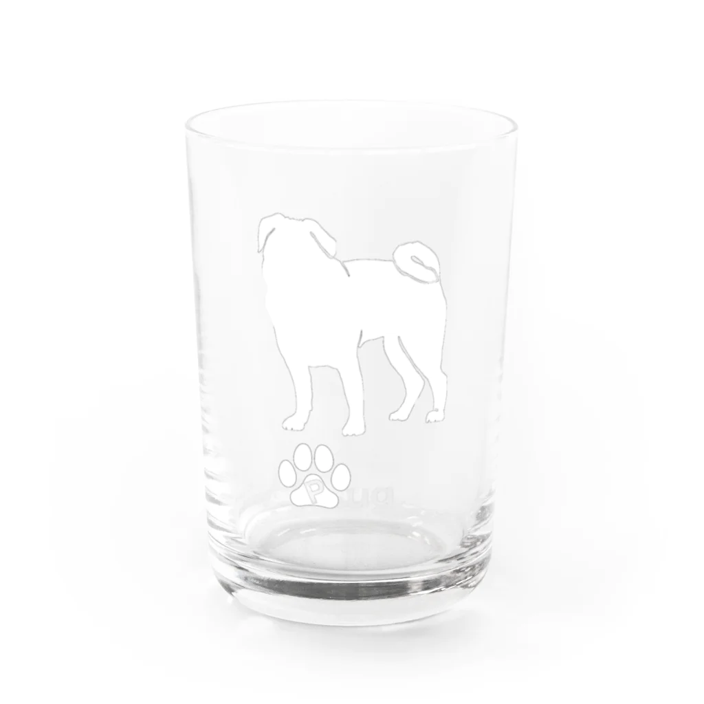 bow and arrow のパグ犬 Water Glass :front