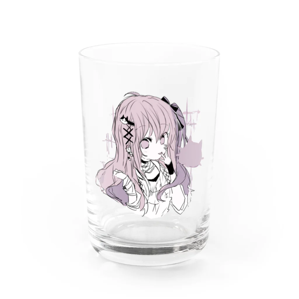 blossomのピンク✖紫系の地雷女の子 Water Glass :front