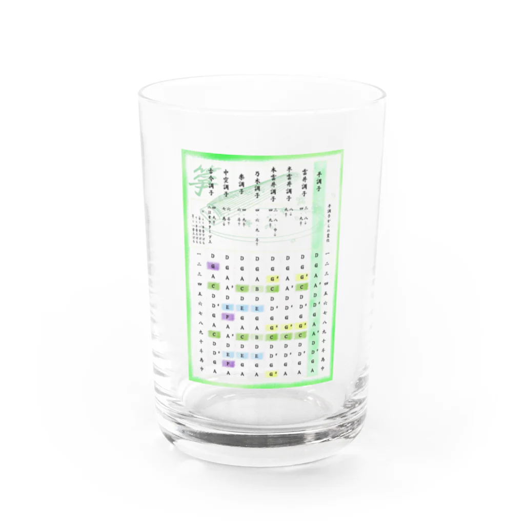 箏譜職人 織姫の箏の調絃表（緑・クリア） Water Glass :front