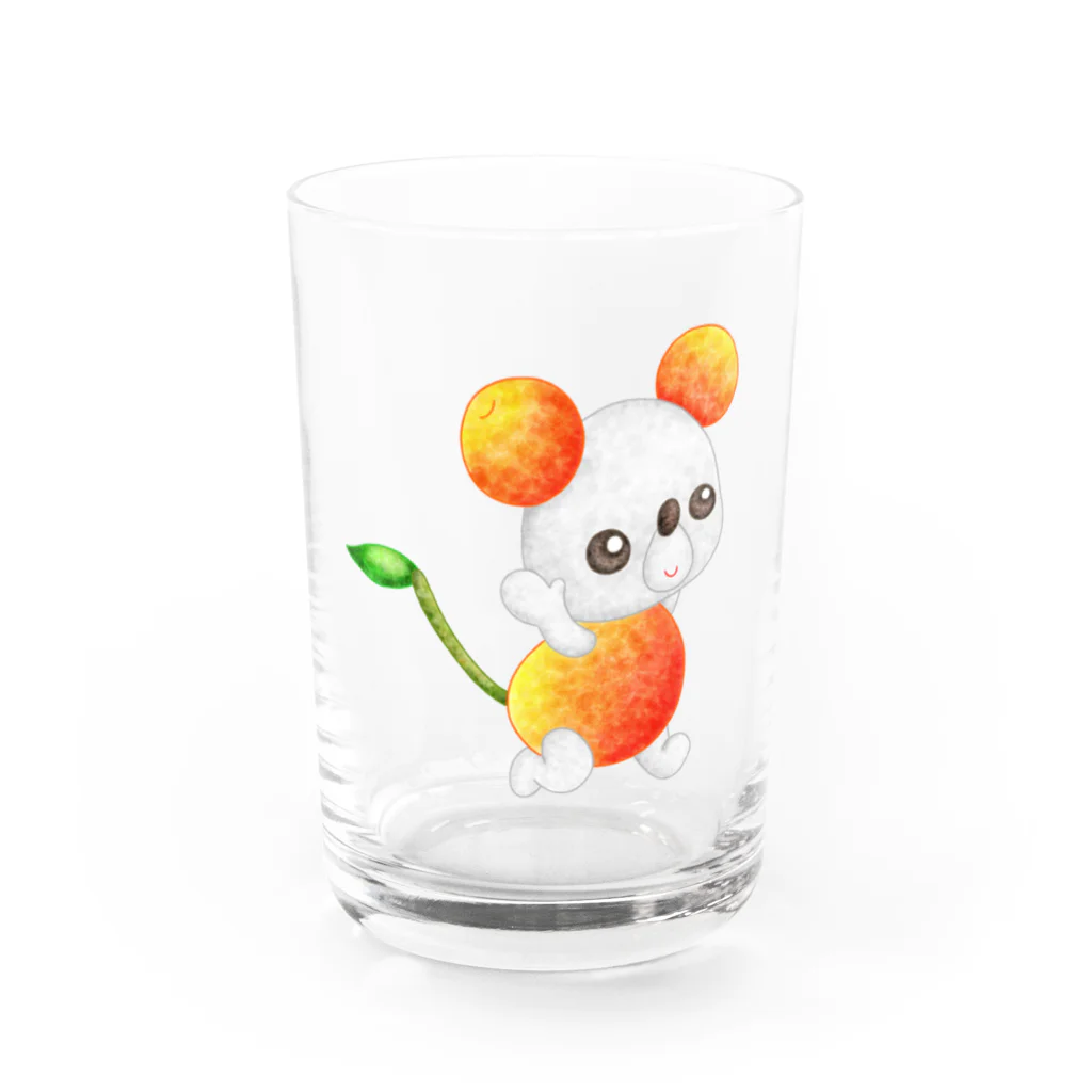 satoayaのアニマルカフェのフルーツアニマル　サクランボネズミ Water Glass :front