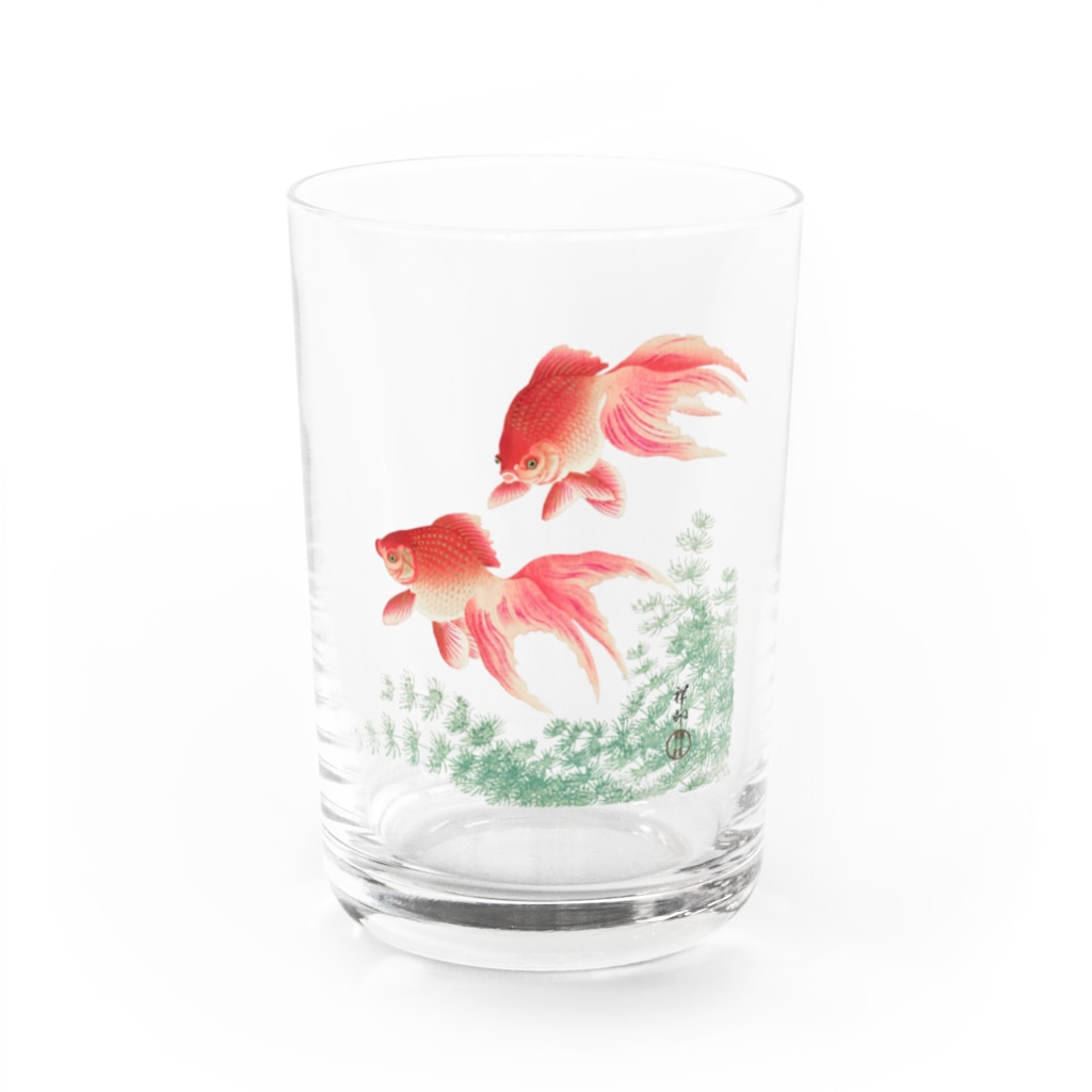 MUGEN ARTの二匹の金魚　小原古邨作品編集　日本のアートTシャツ＆グッズ Water Glass :front