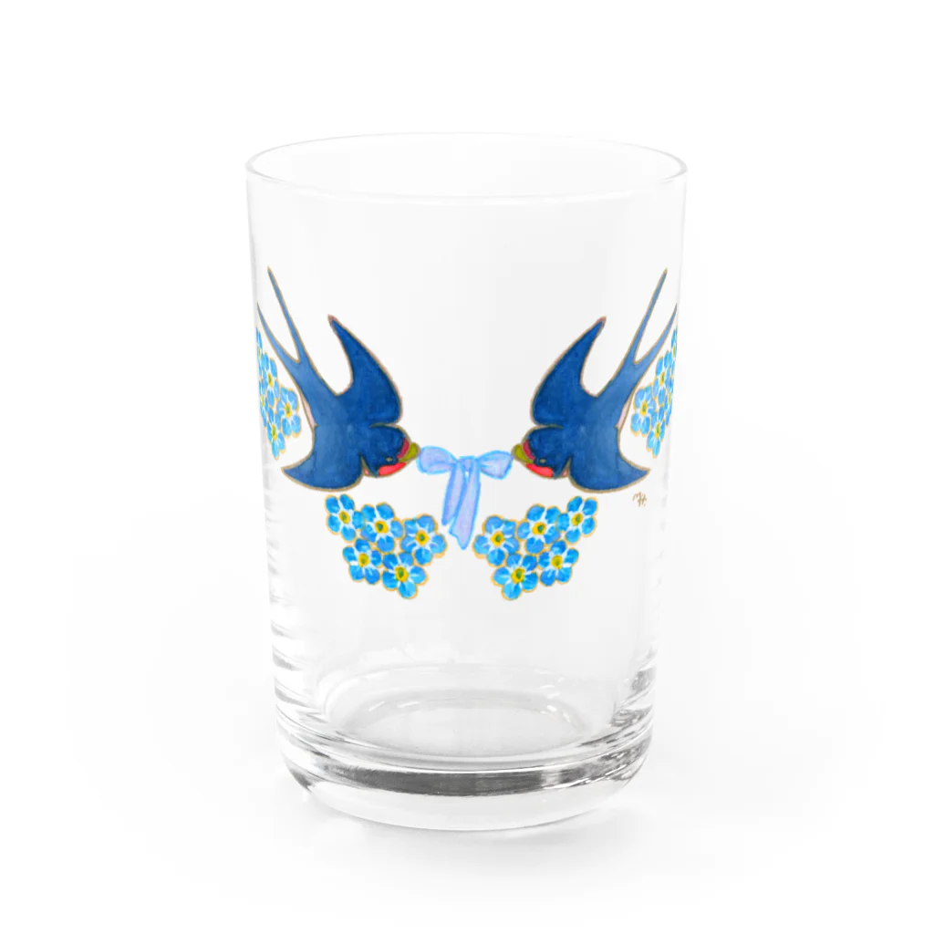 segasworksのForget me not（勿忘草と燕ちゃん） Water Glass :front