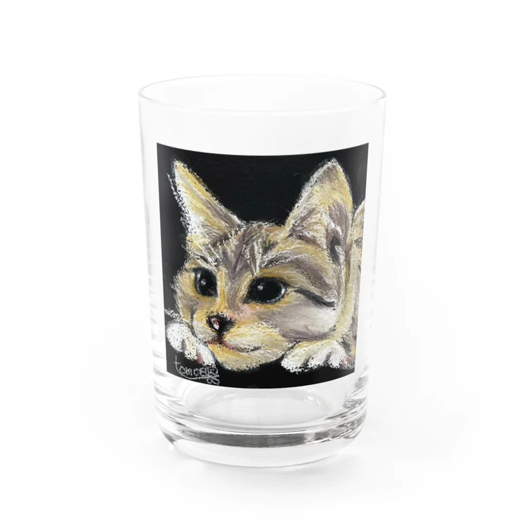 チョークアートグッズ😊のチョークアートの子猫ちゃん😊 Water Glass :front