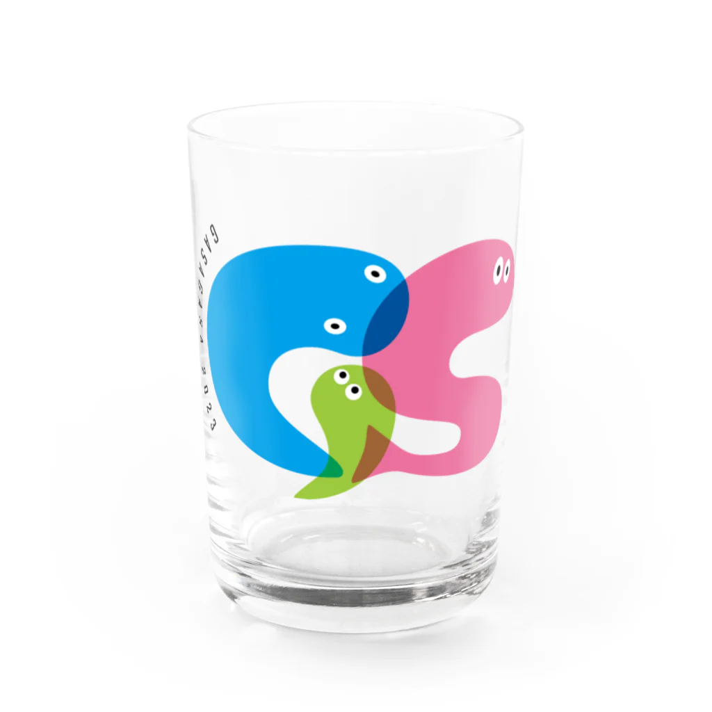 がさっ子クラブのいきものガサり タイポグラフィ（カラー1） Water Glass :front