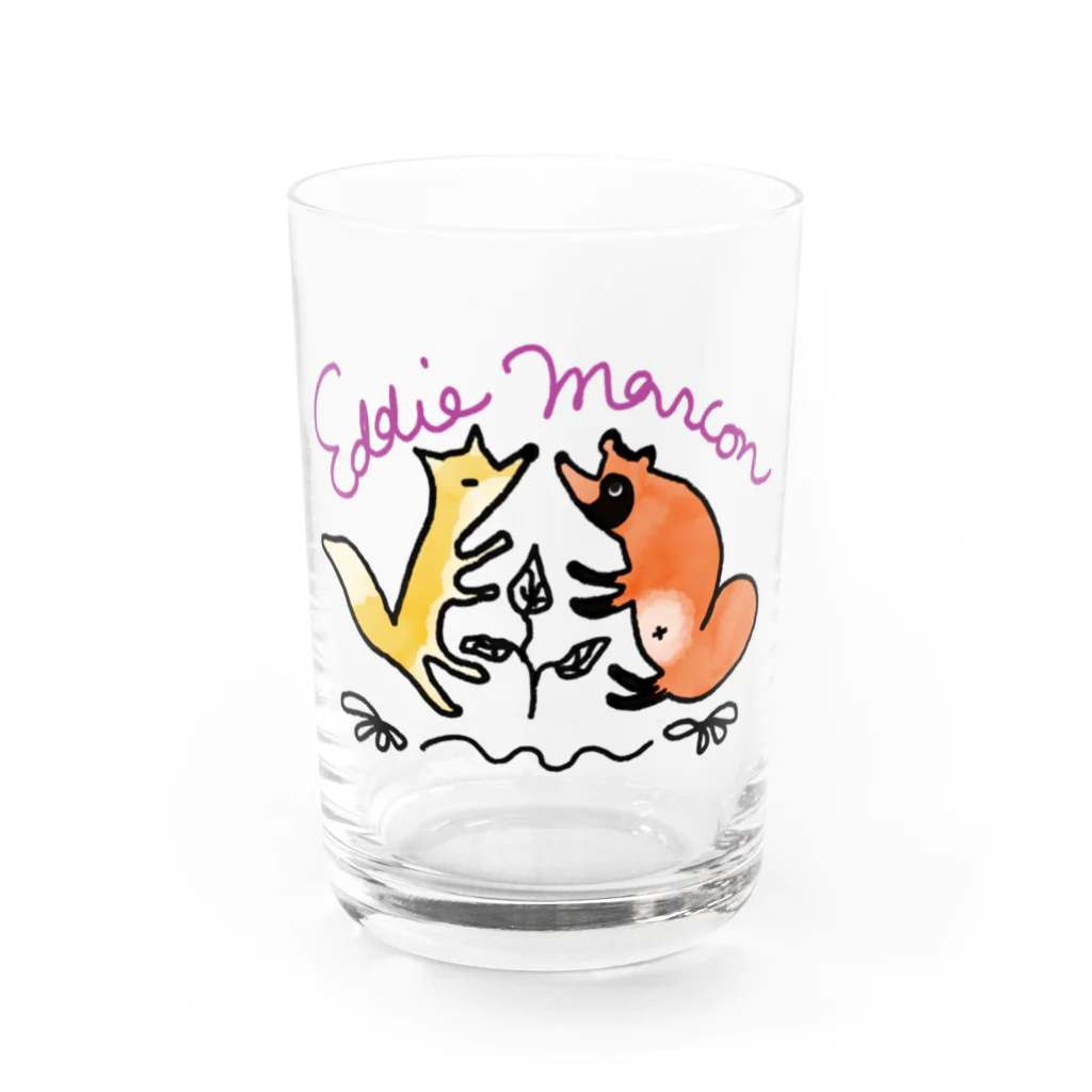 haneponのEddie Marcon タヌキツネ Water Glass :front