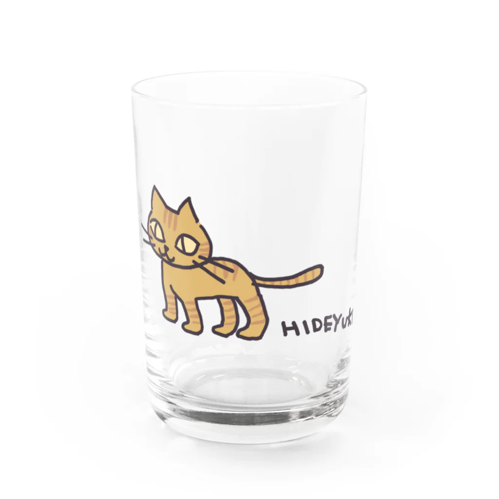 HIDEYUKIのおみせの茶トラ Water Glass :front