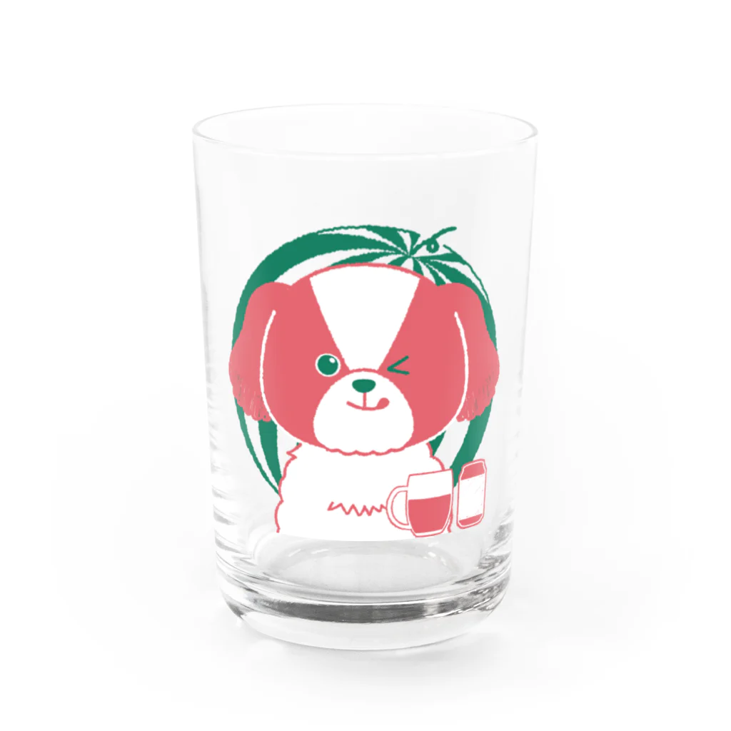 たけよんのすいかカラーのけんちゃん Water Glass :front