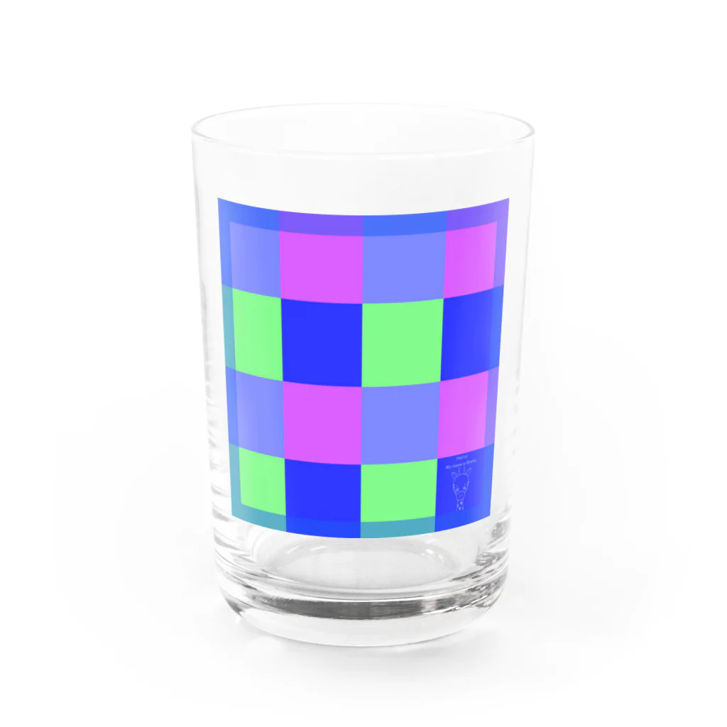 CUTIE　BOXのキリンのりんりん　へんし～ん！！チェック柄 Water Glass :front