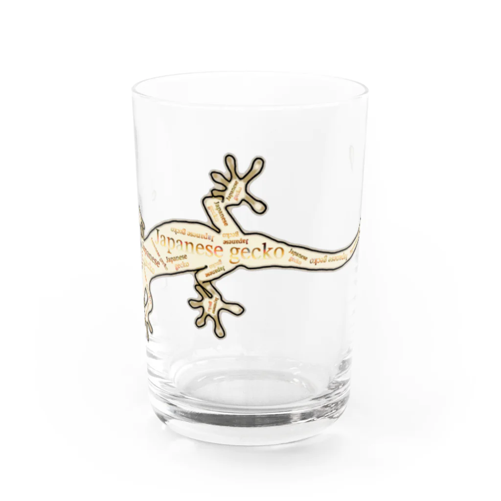 LalaHangeulのJapanese gecko(ニホンヤモリ)　英語デザイン Water Glass :front