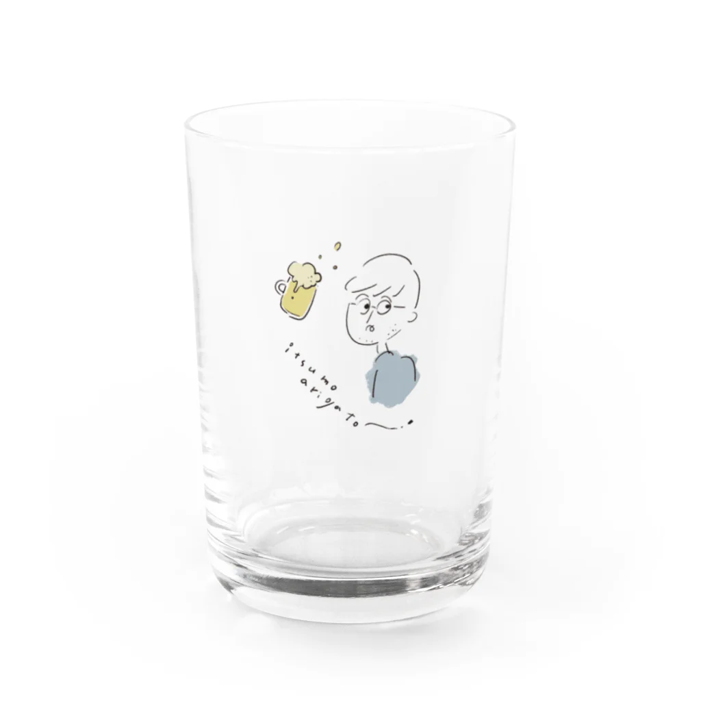 ✏︎ j.ラクガキ shopのおとーさんと ビール Water Glass :front