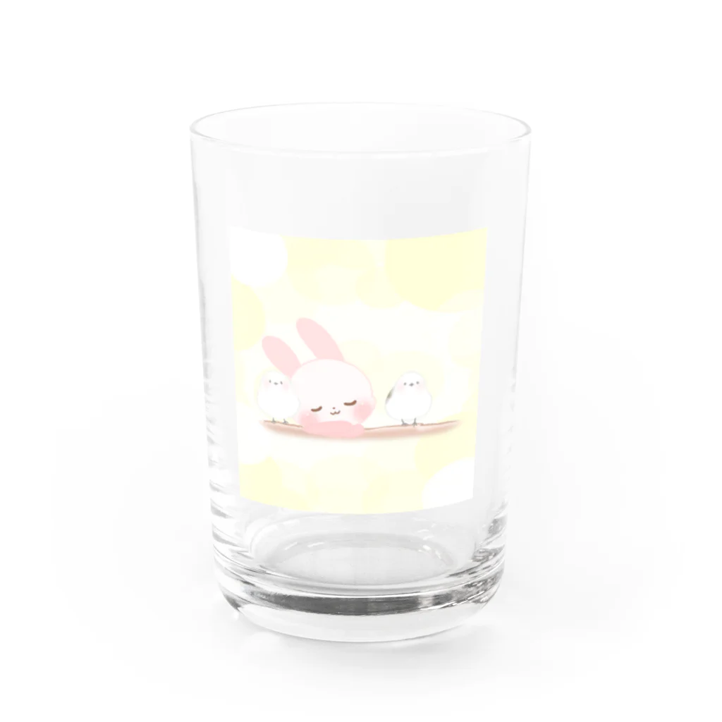 イルミとラップのイルミ　シマエナガたちとウトウト Water Glass :front