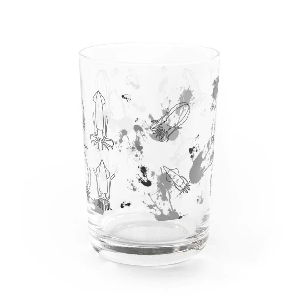 Ekusimのイカ墨まつり(線画黒ロングver.) Water Glass :front