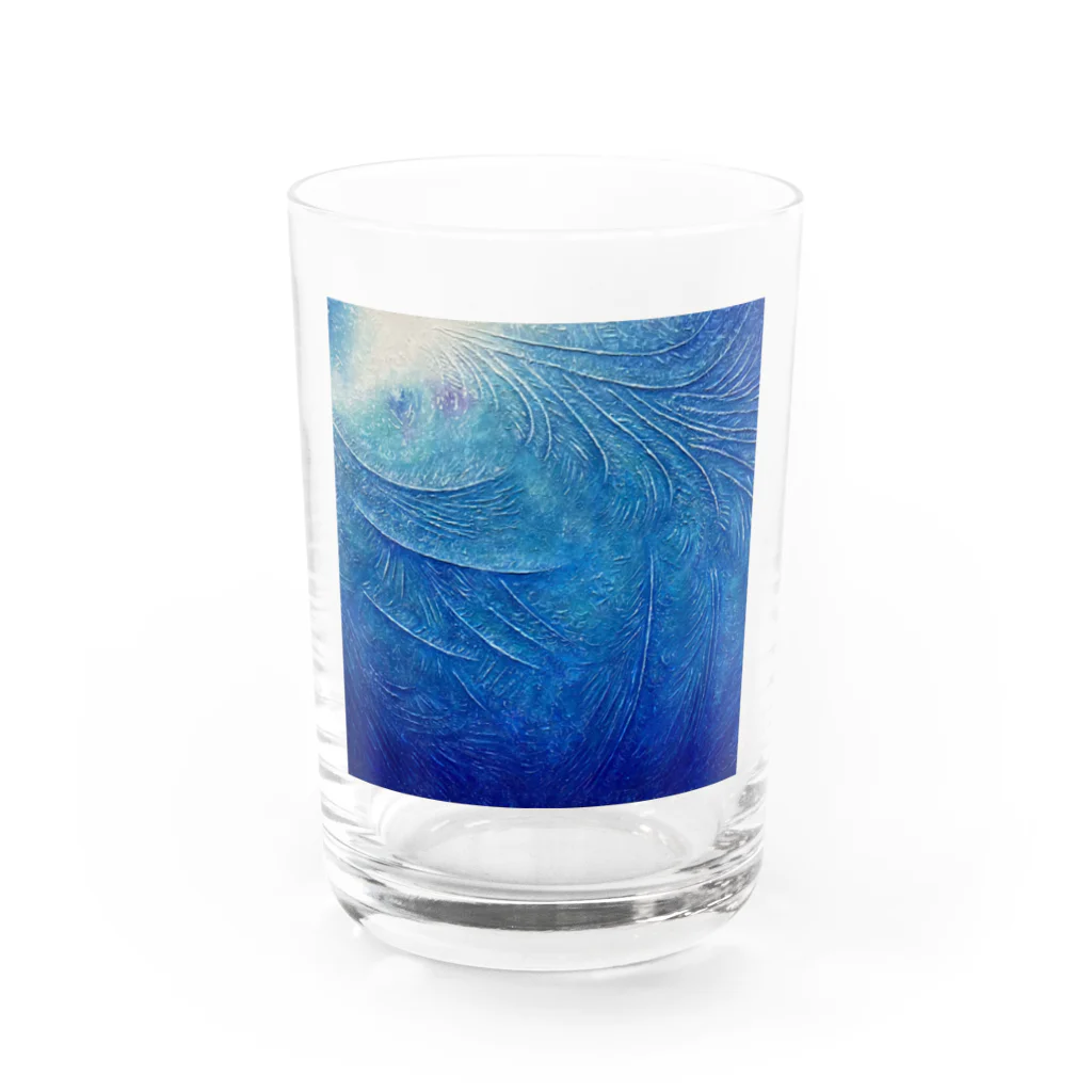 氷紋美術館の天恵〜JapanBlue〜始まりの青 Water Glass :front