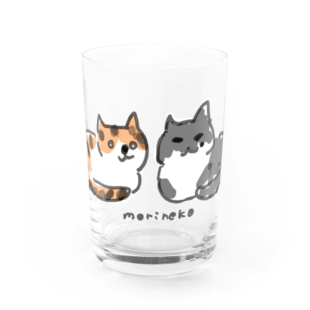 保護ねこカフェ もりねこのふたばちゃん&べべちゃん Water Glass :front