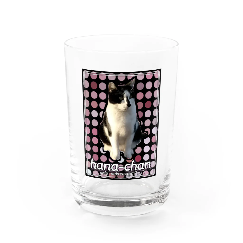 nekousagi*∩..∩のドットハナちゃん⚫⚪⚫⚪ Water Glass :front