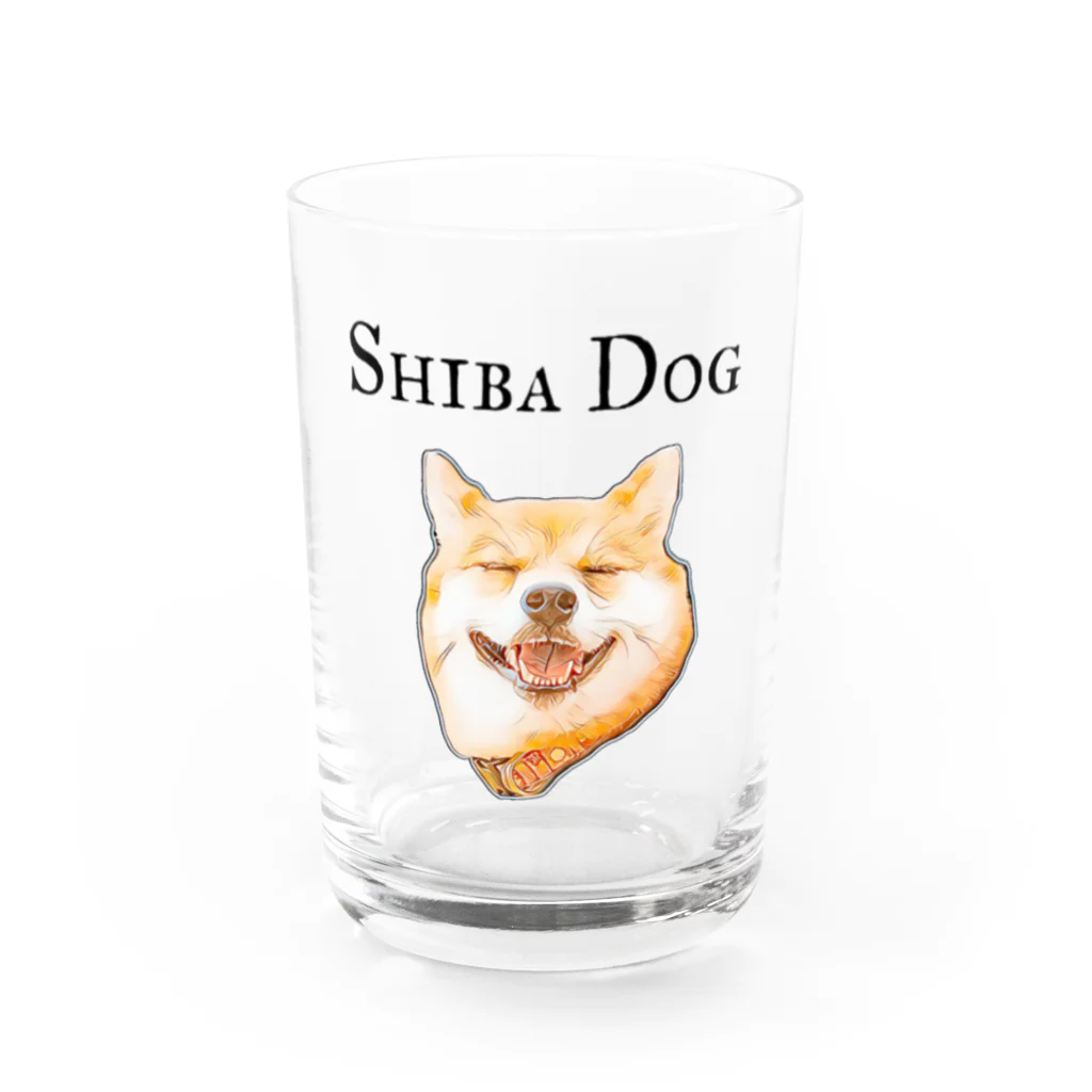 74 no me loveの柴犬tee Water Glass :front