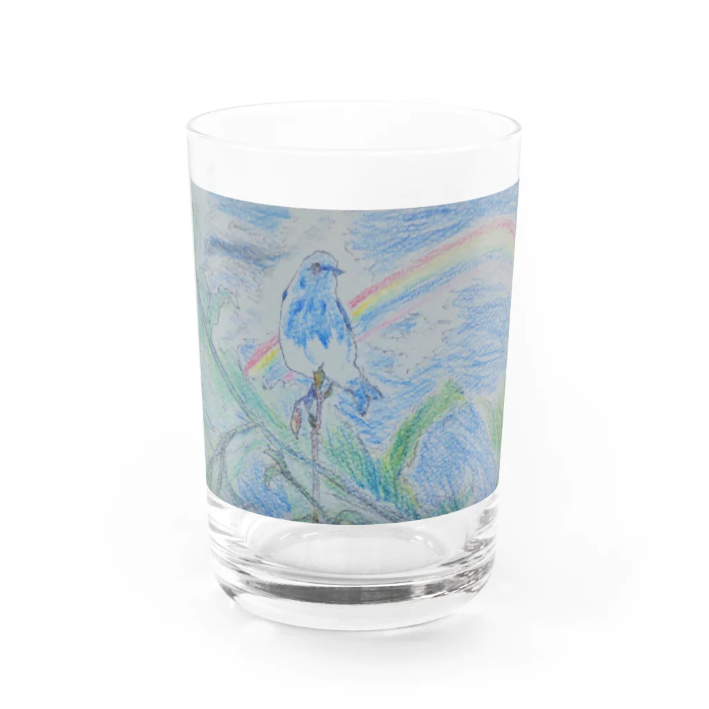 癒やし隊の鳥（青い鳥) Water Glass :front