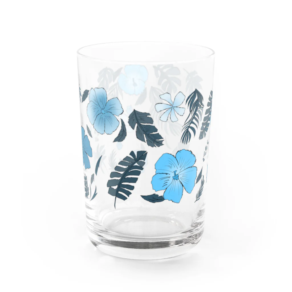 れもその小さいお店の花柄【青】 Water Glass :front