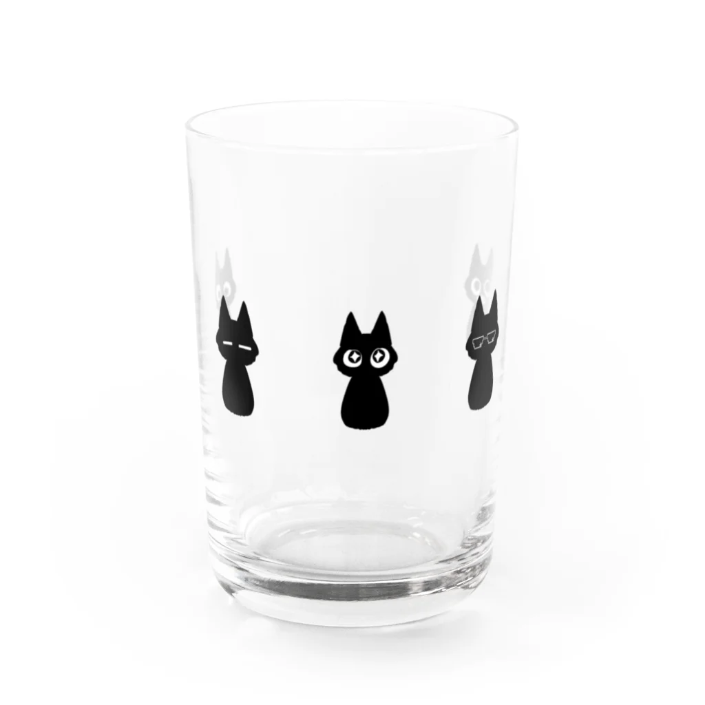 れもその小さいお店の5匹の猫【黒猫】 Water Glass :front