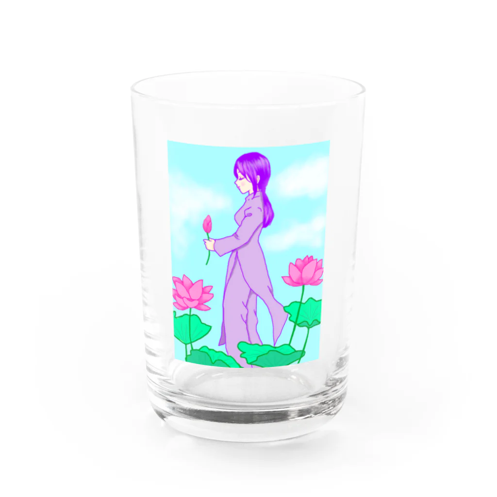 虹色猫工房(クロミツ)のアオザイの少女 Water Glass :front