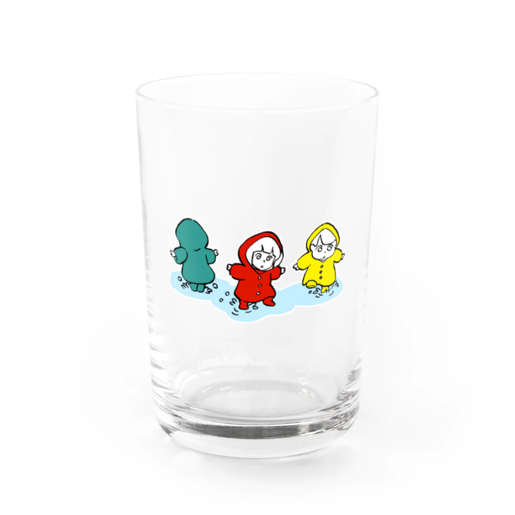 N's Creationの雨がっぱのこどもたち 水たまり Water Glass :front