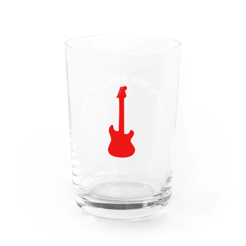 サトオの赤いギター Music is a safe…ギタリスト名言 白 Water Glass :front