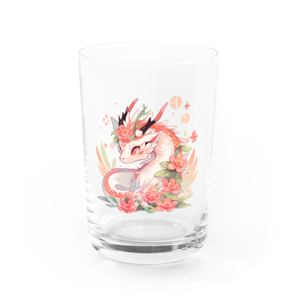 Japan Beautyオリジナルショップのうっすらピンクの花龍さん Water Glass :front