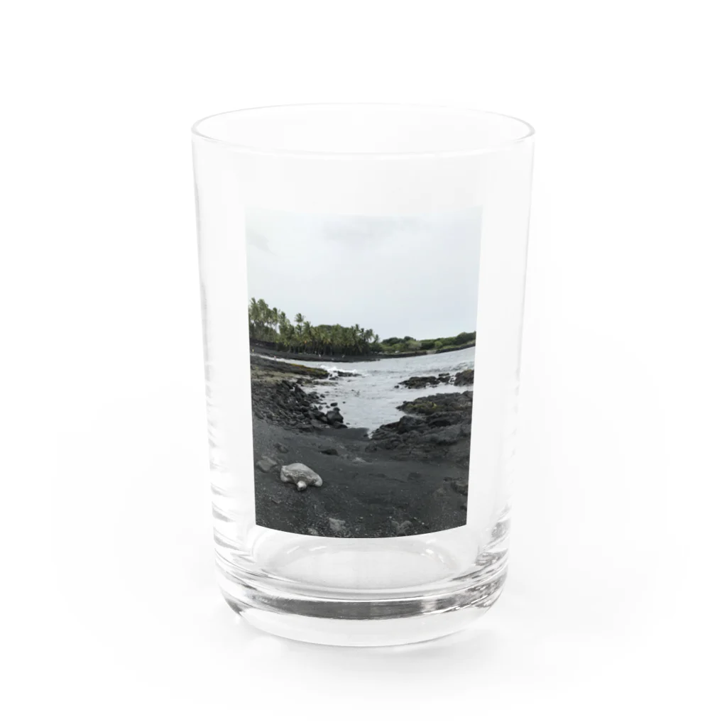 みちゅぱのハワイ島 ブラックビーチとウミガメ Water Glass :front