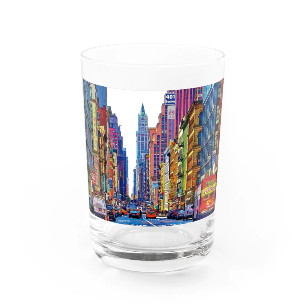 GALLERY misutawoのニューヨーク ブロードウェイの喧騒 Water Glass :front