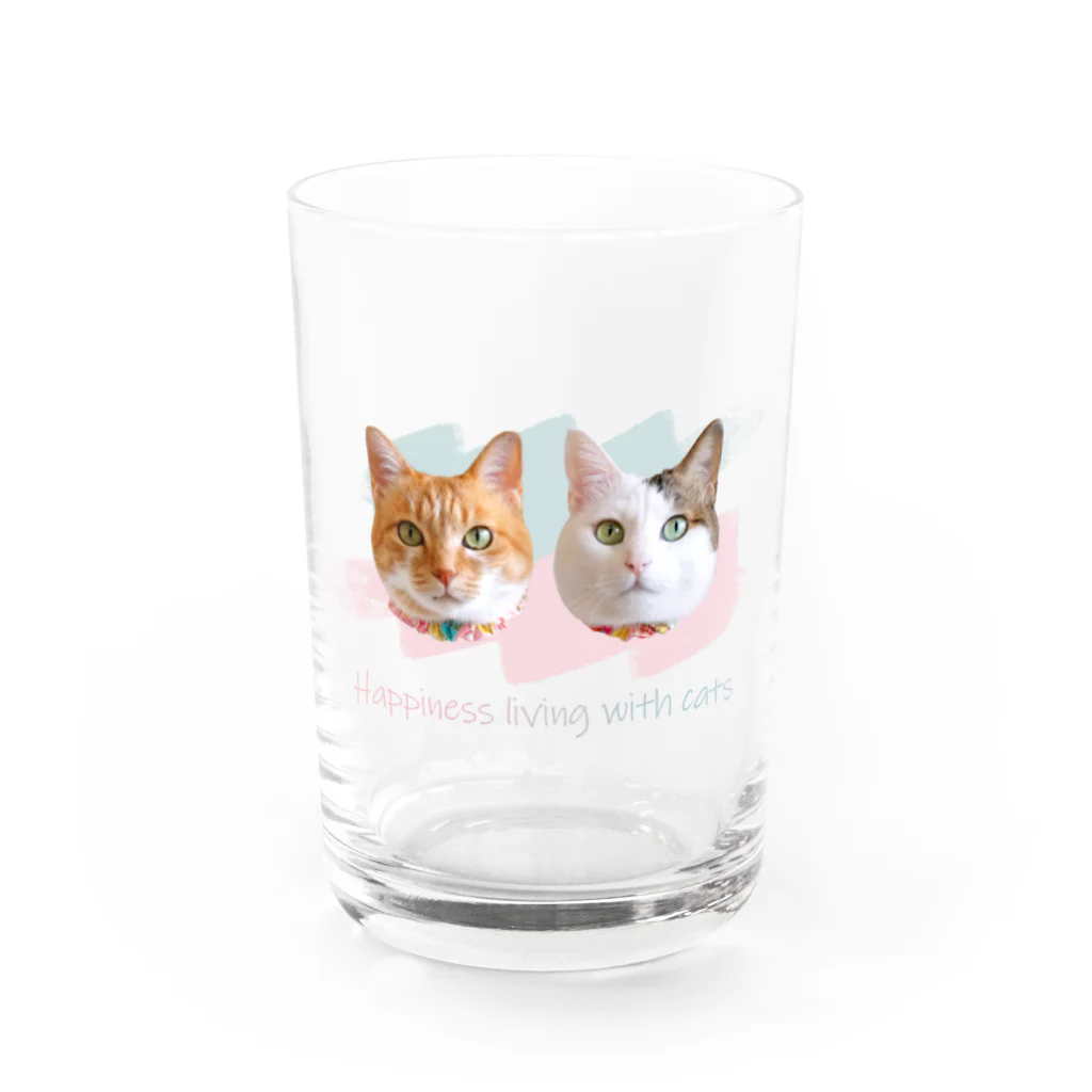 ナナちゃん・ポンちゃんのお店【SUZURI支店】のまんまるねこ Water Glass :front