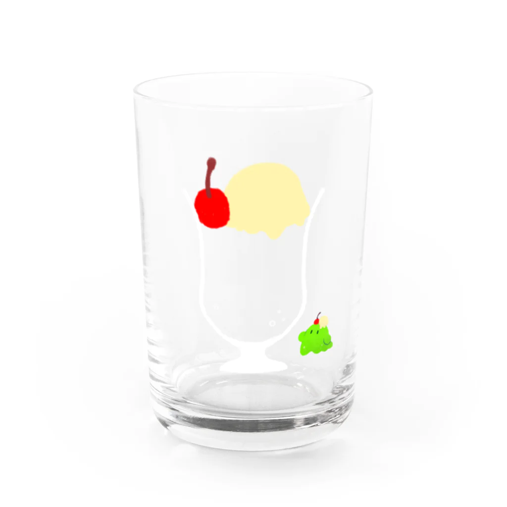 バケメシ屋のなんでもクリームソーダに変えるメロソちゃん Water Glass :front