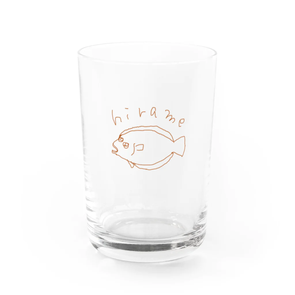 ゆるデザイン shopのゆるヒラメ Water Glass :front