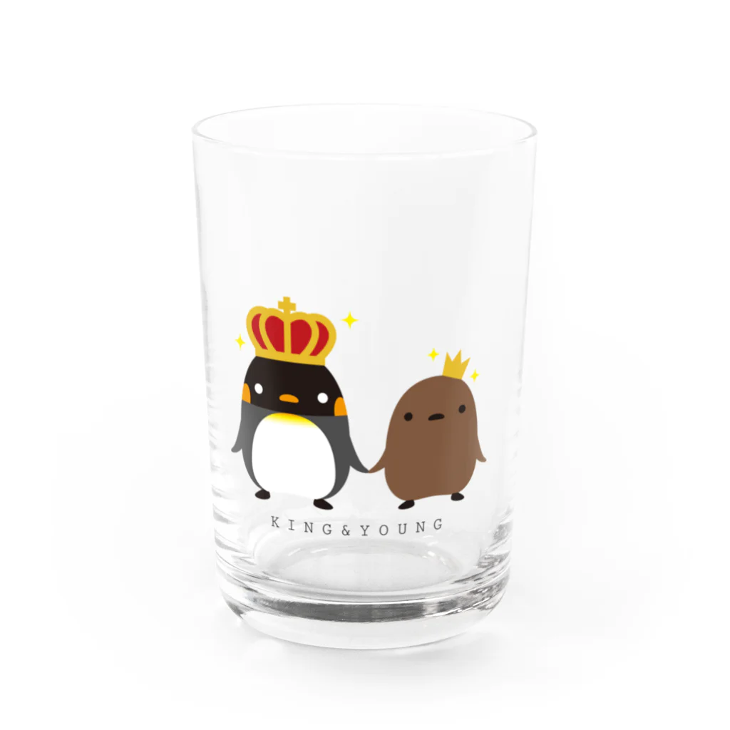 まるいペンギンの店のKING ＆ YOUNG Water Glass :front