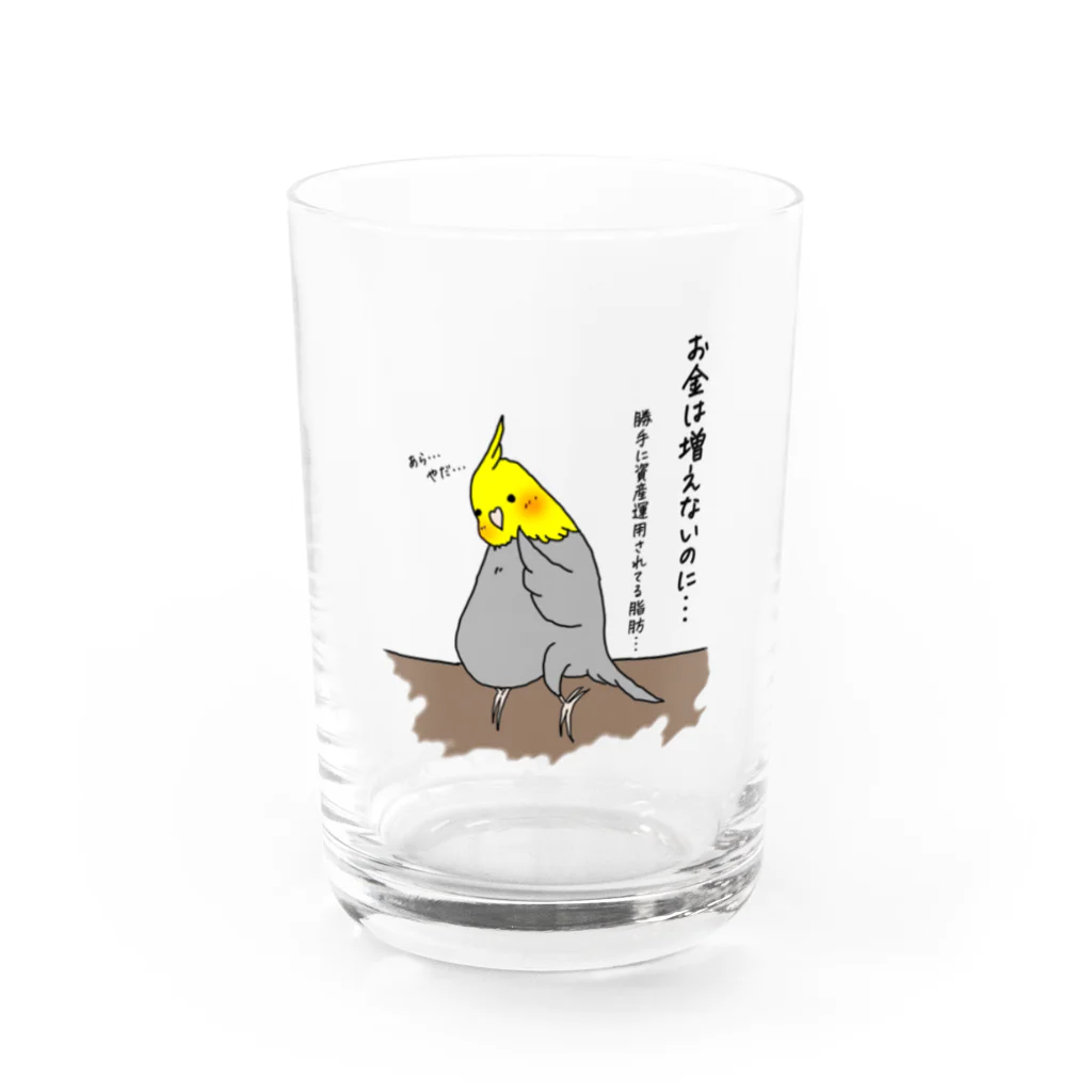 chihiroとゆるい友達の資産運用が上手いインコ Water Glass :front